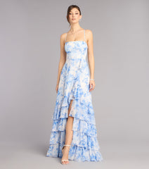 Alia Floral Chiffon Ruffle A-Line Dress