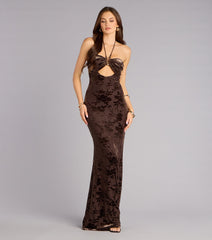 Kilah Flocked Velvet Mermaid Dress