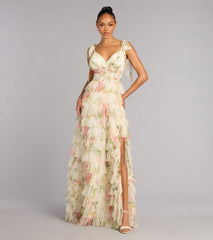 Malia Floral Ruffle A-Line Formal Dress