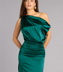 Clare Satin Off-The-Shoulder Mermaid Dress