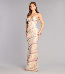 Janella Sequin Striped Formal Dress