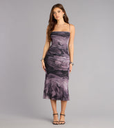 Soft Spoken Drama Floral Mesh Midi Dress
