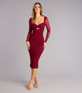Date Night Defined Long Sleeve Midi Dress