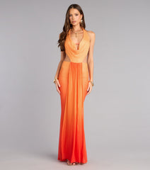 Sunset Muse Ombre Mesh Cutout Maxi Dress