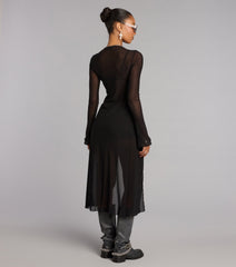 Night Mode Lace Up Mesh Long Top