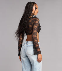 So Romantic Lace Long Sleeve Crop Top