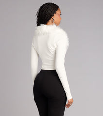 Soft Little Drama Removable Faux Fur Cardigan