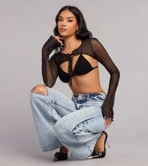 Caught On Camera Lace Up Mesh Topper