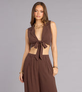 Effortless Look Linen-Blend Tie-Front Vest