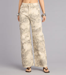 Serving Cool Leopard Print Wide-Leg Jeans
