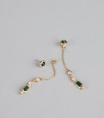 Glimmer Line Gemstone Chain Earrings
