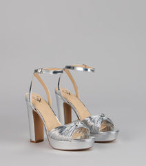 Disco Glow Metallic Knot Platform Heels