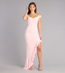 Emmalyn Mesh Off-The-Shoulder Formal Dress