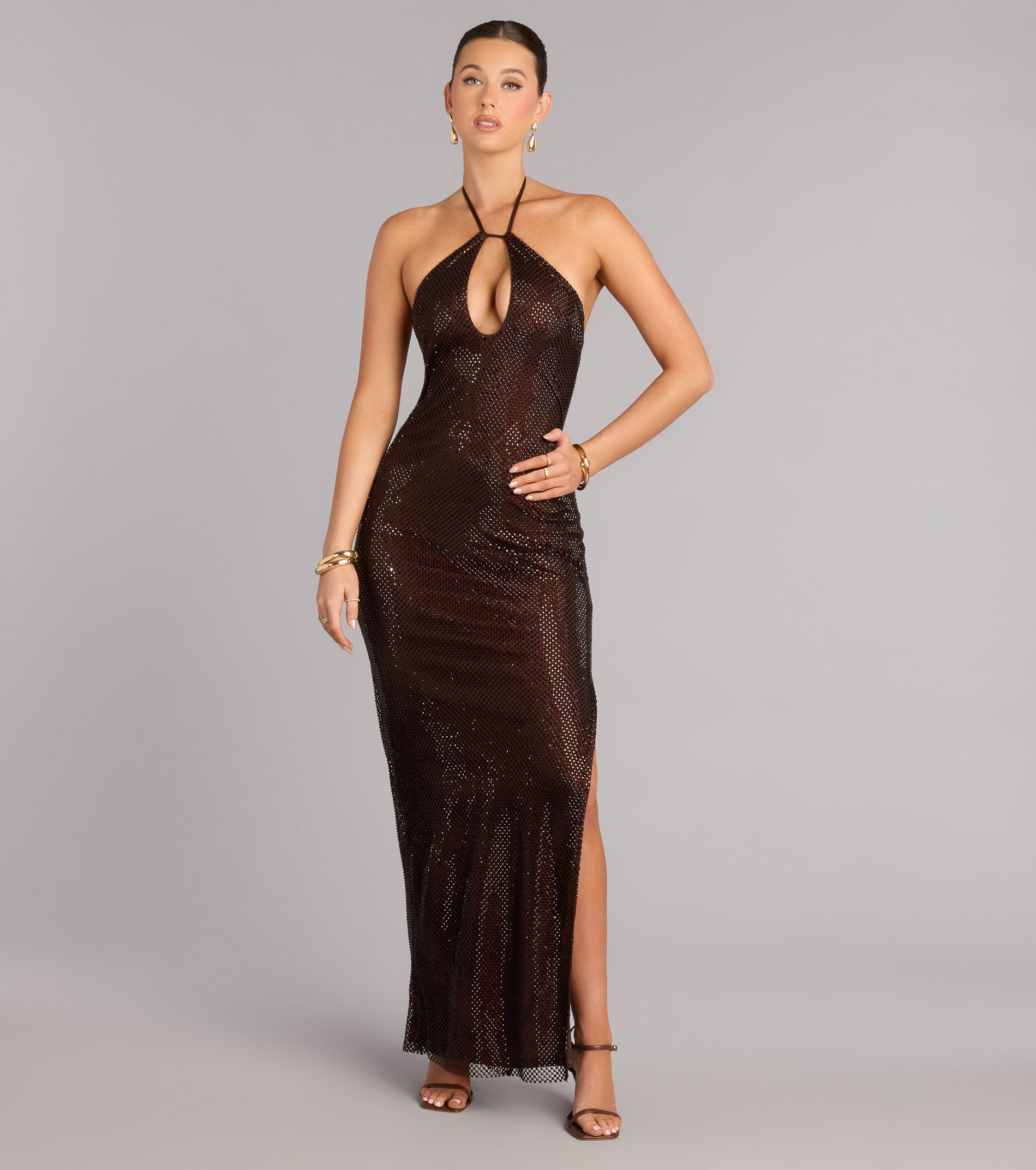 Jessie Fishnet Rhinestone Mermaid Formal Dress