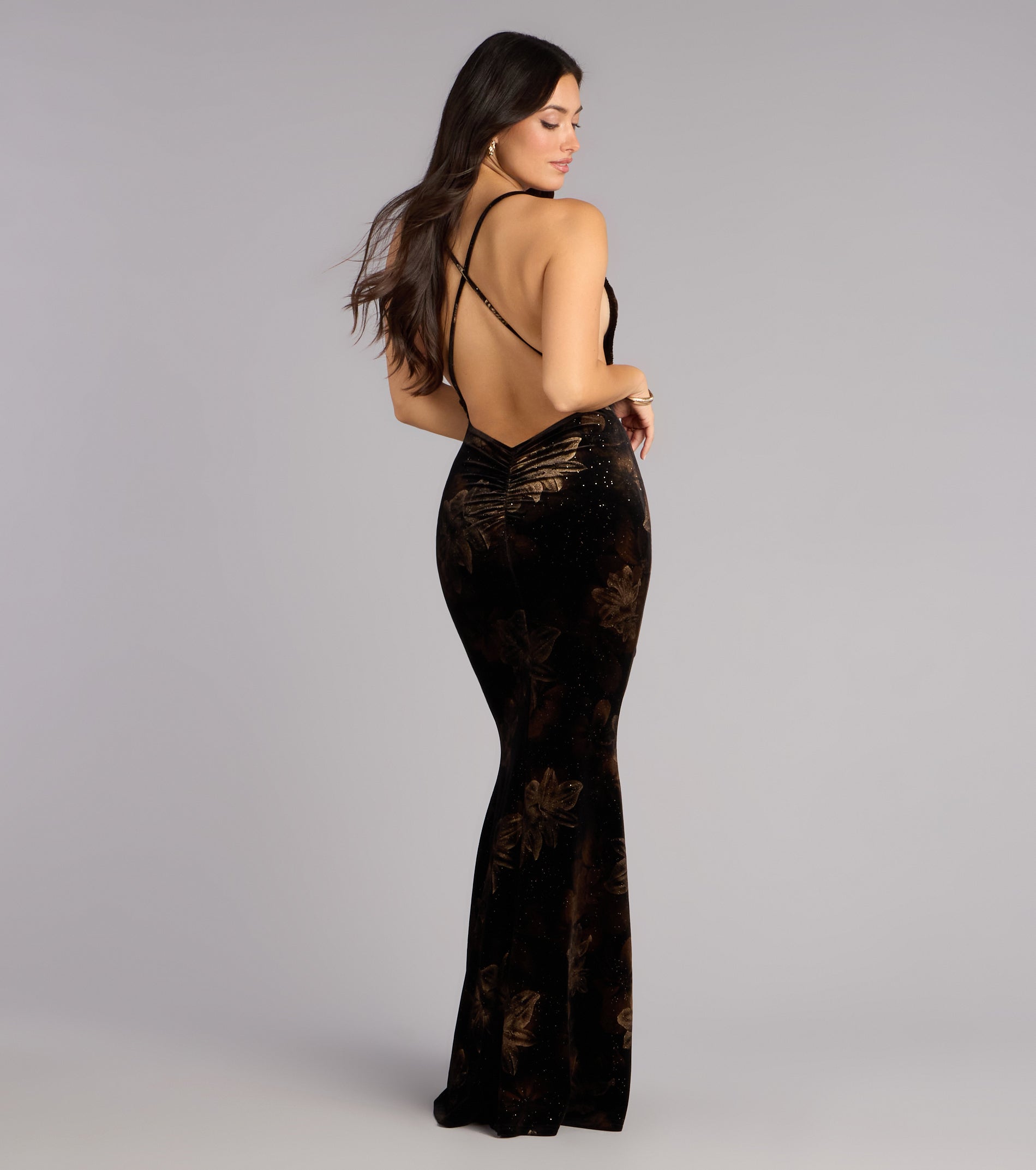 Dalia Floral Velvet Mermaid Formal Dress