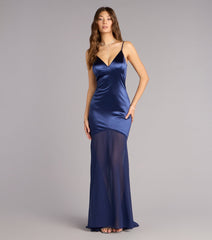 Kayla Satin Open Back Chiffon Formal Dress