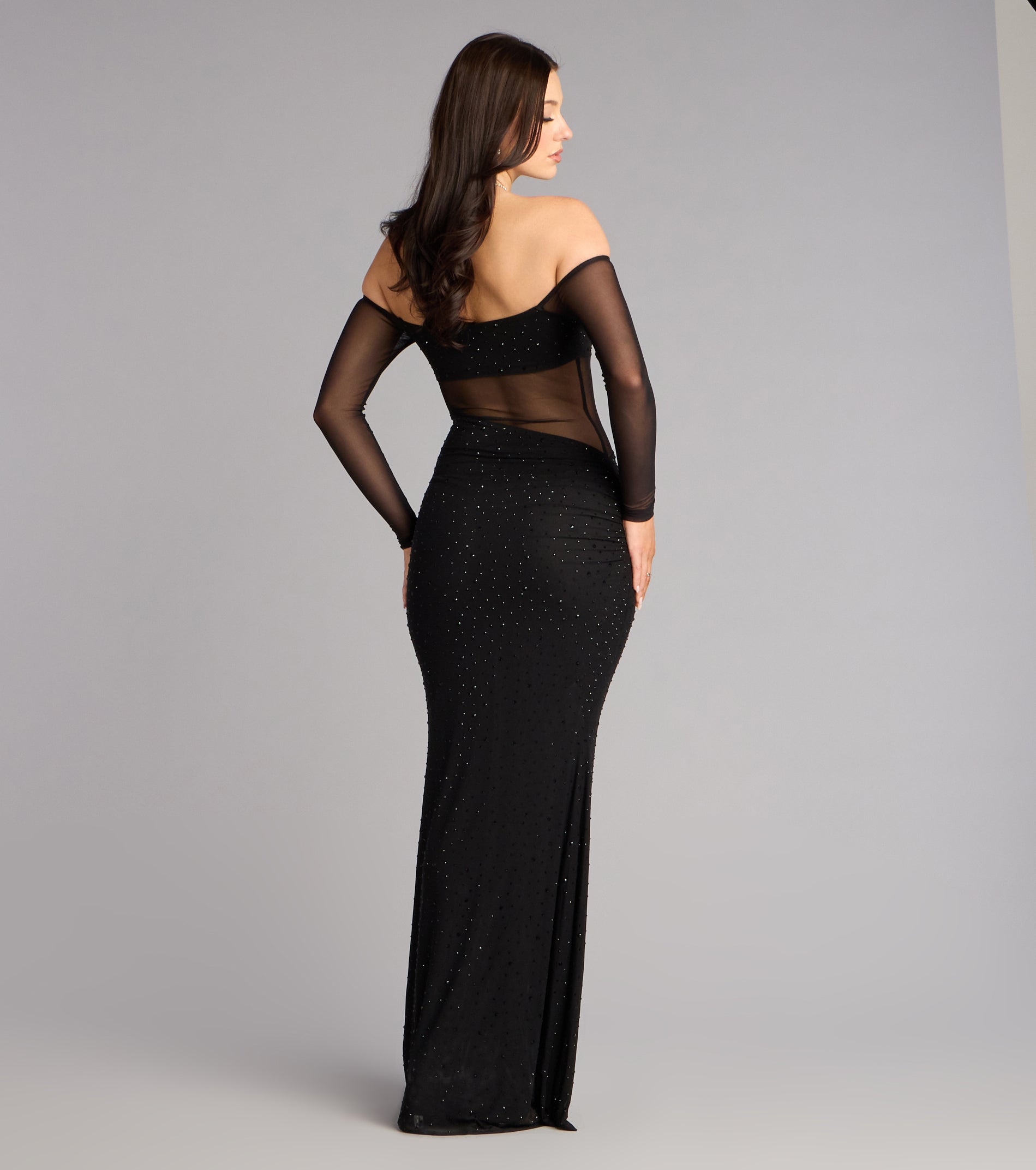 Azarliah Rhinestone Mesh Mermaid Formal Dress
