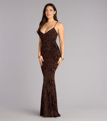 Arli Snake Velvet Burnout Mermaid Dress