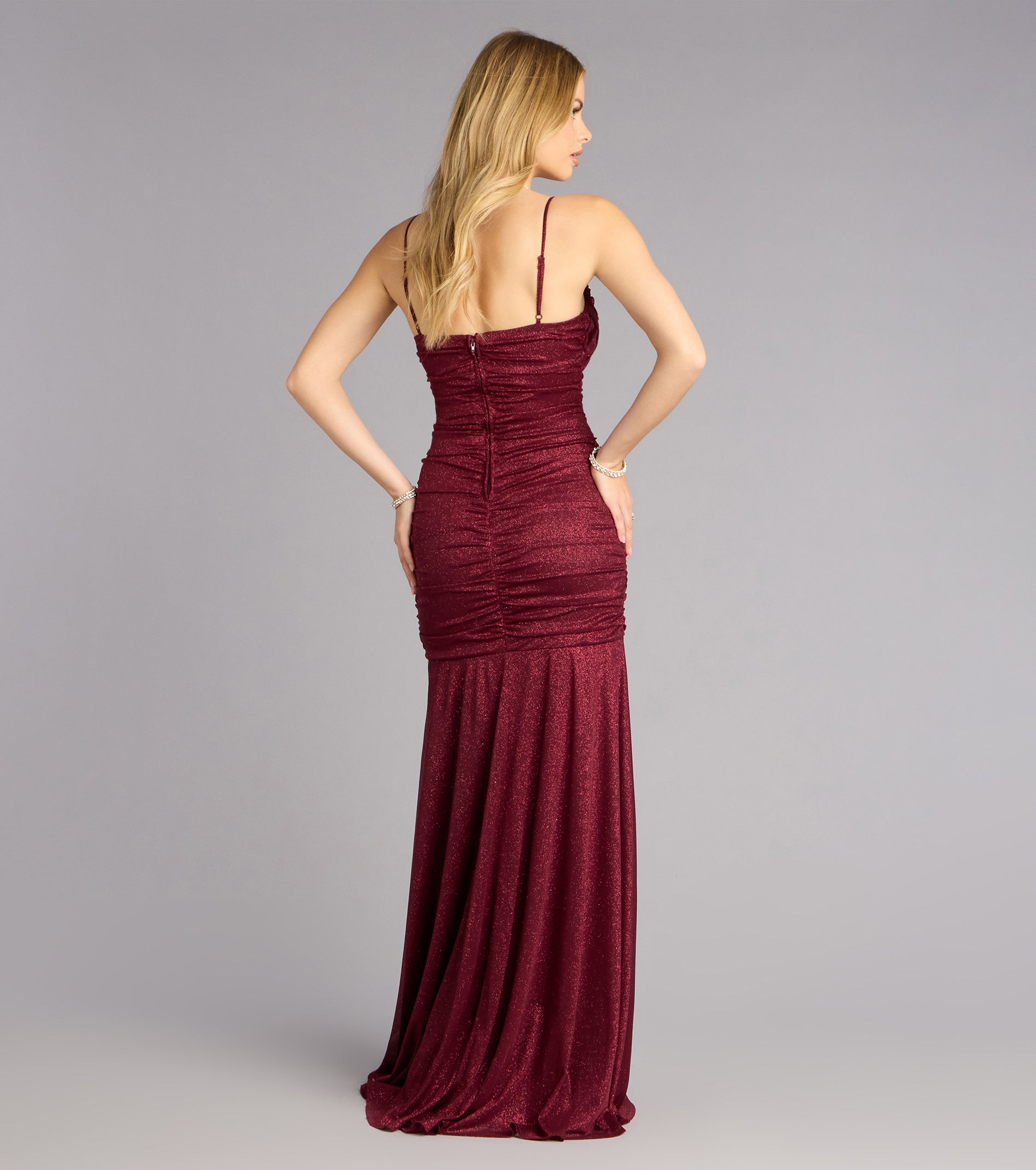 Klaire Glitter Slit Mermaid Formal Dress