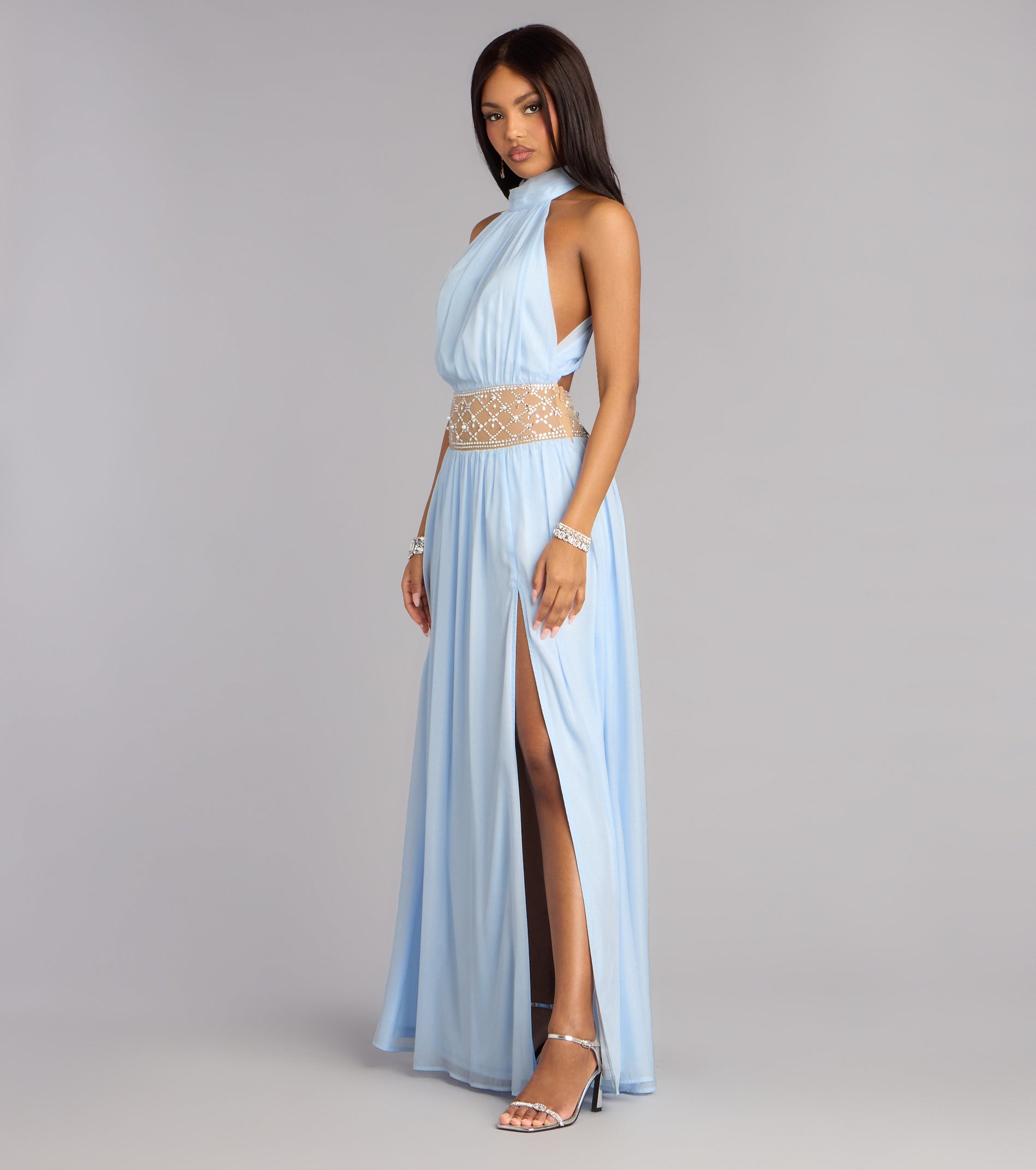 Monica Chiffon Embellished Formal Dress