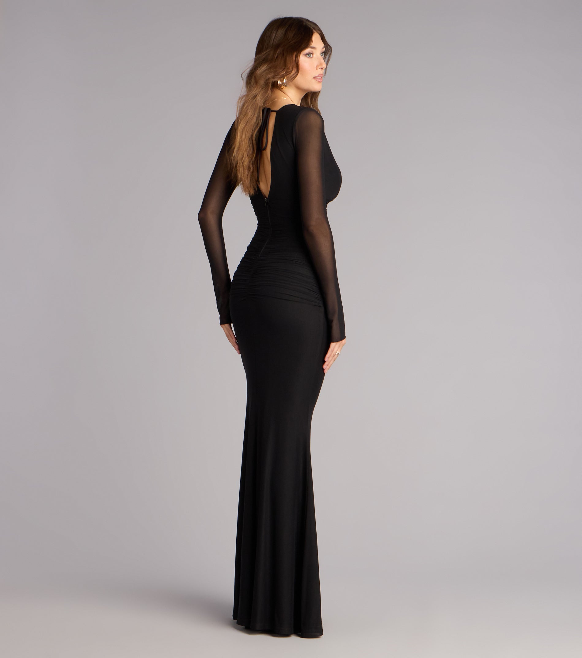 Eileen Mesh Long Sleeve Mermaid Formal Dress