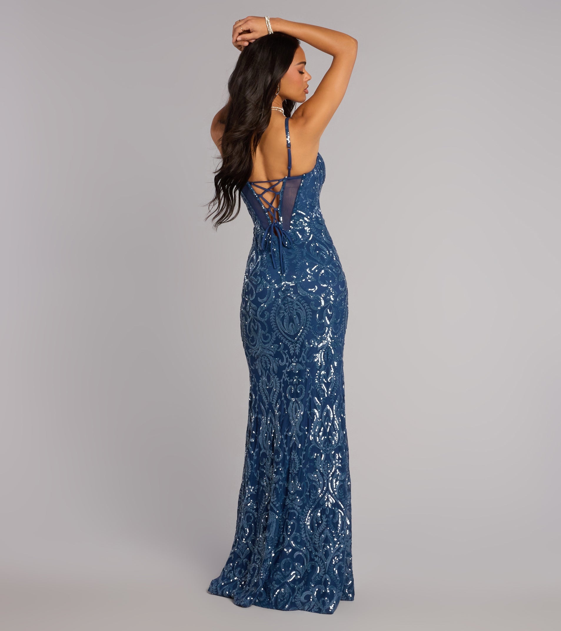 Shirley Sequin Corset Lace-Up Formal Dress