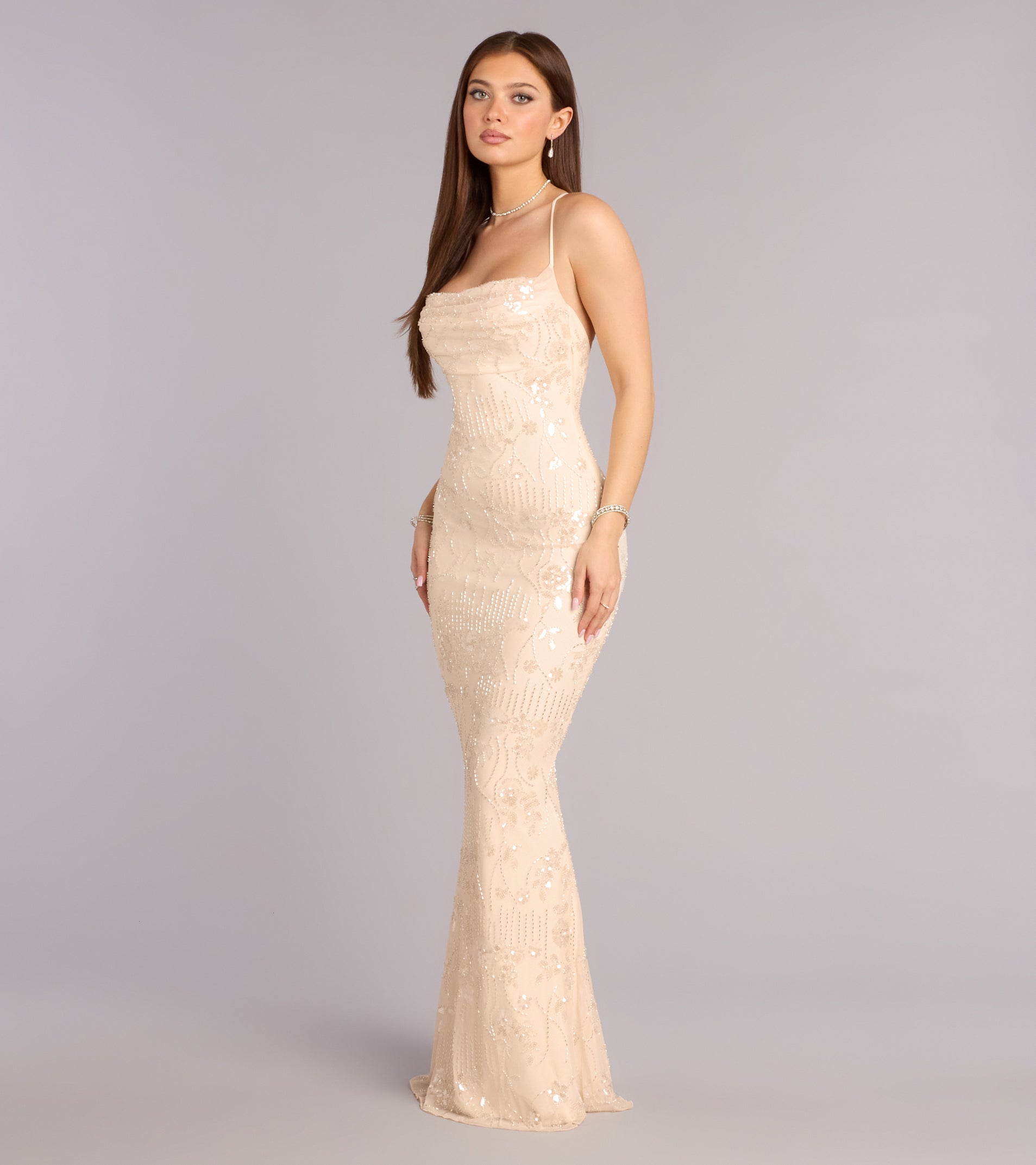 Sera Formal Sequin Beaded Mermaid Dress