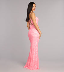 Savanna Floral Sequin Lace-Up Formal Dress