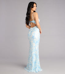 Justina Sequin Floral Formal Dress