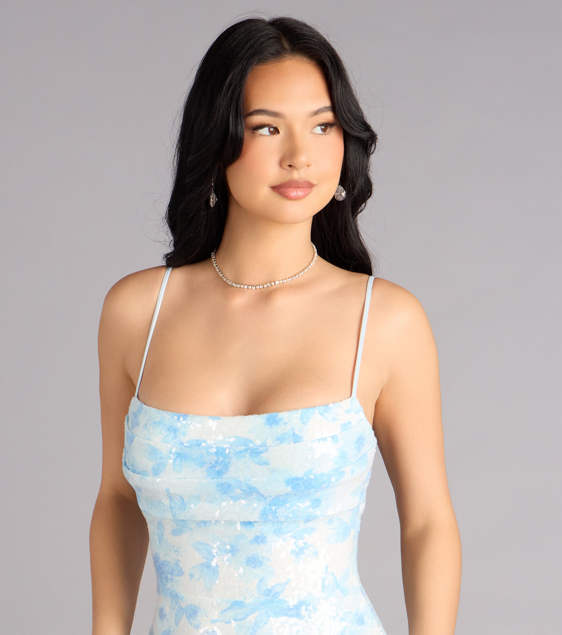Justina Sequin Floral Formal Dress