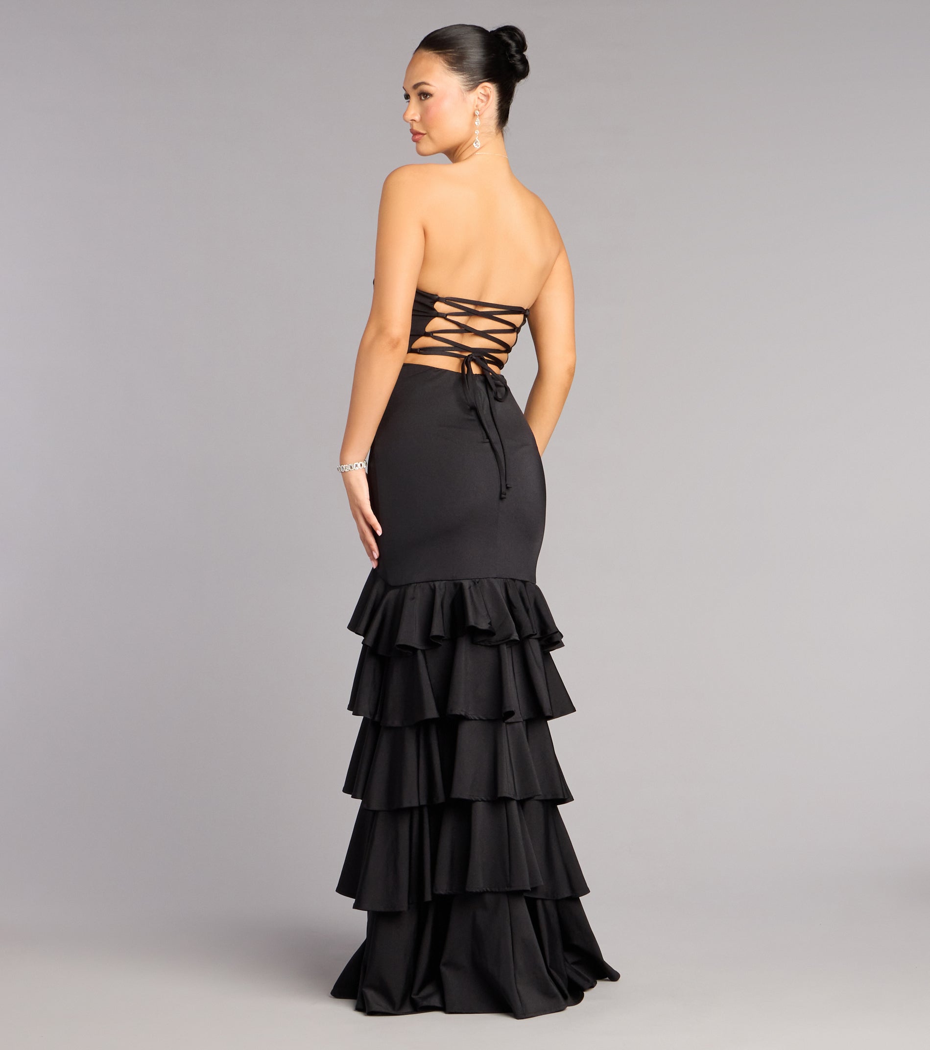 Cameron Ruffled High-Slit Corset Mermaid Dress