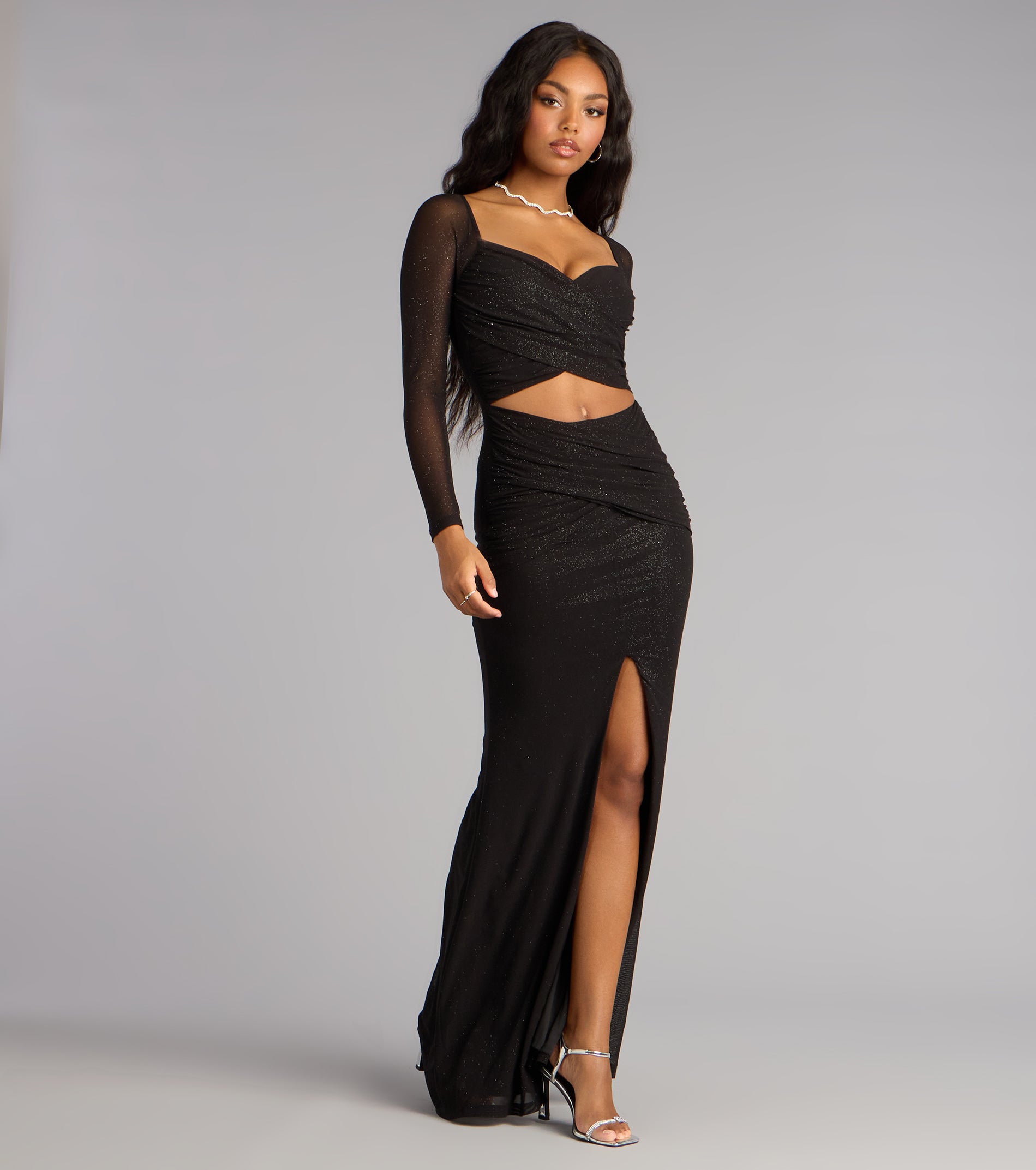 Michelle Glitter Cutout Mermaid Formal Dress