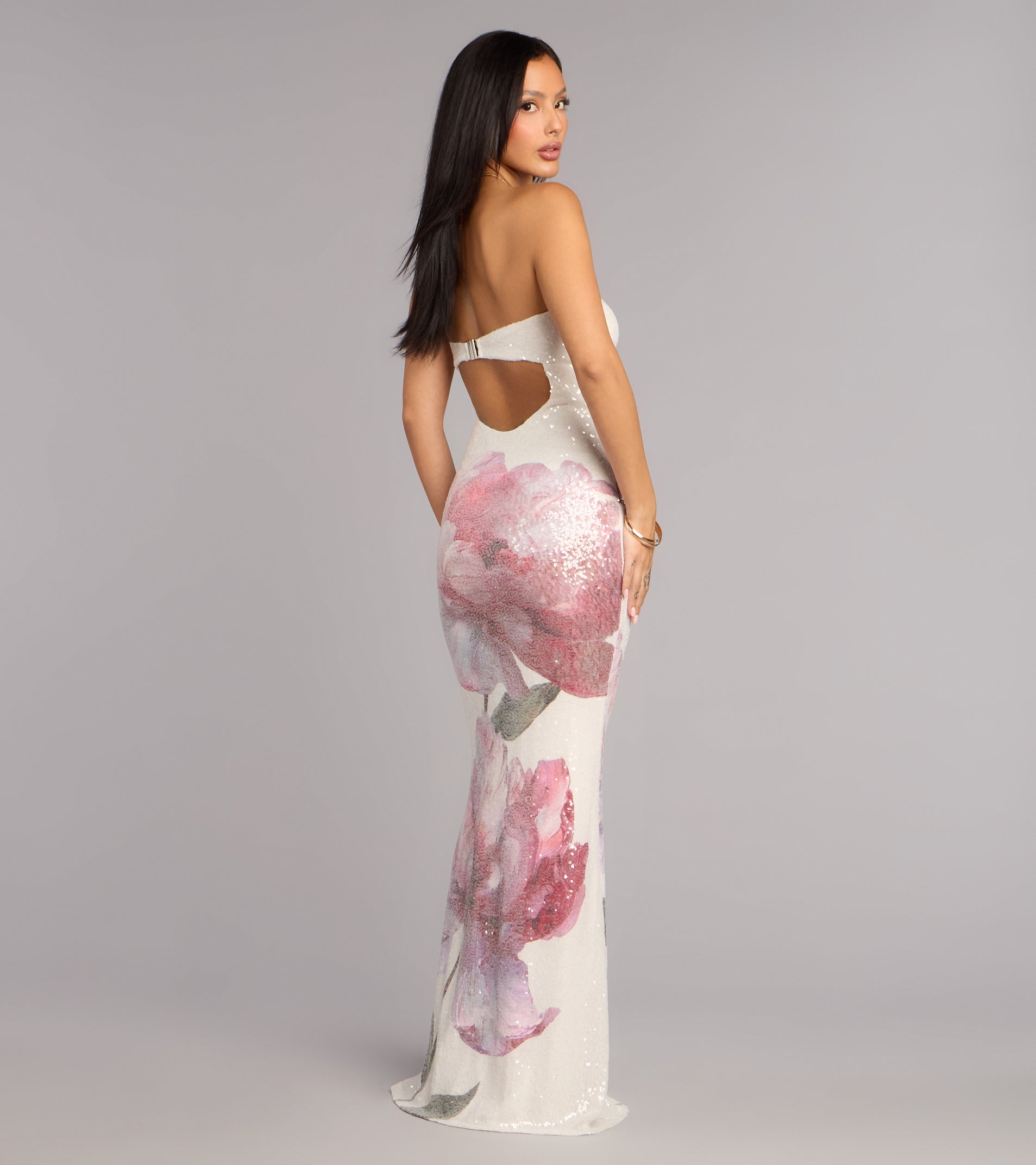 Kiki Floral Sequin Formal Dress