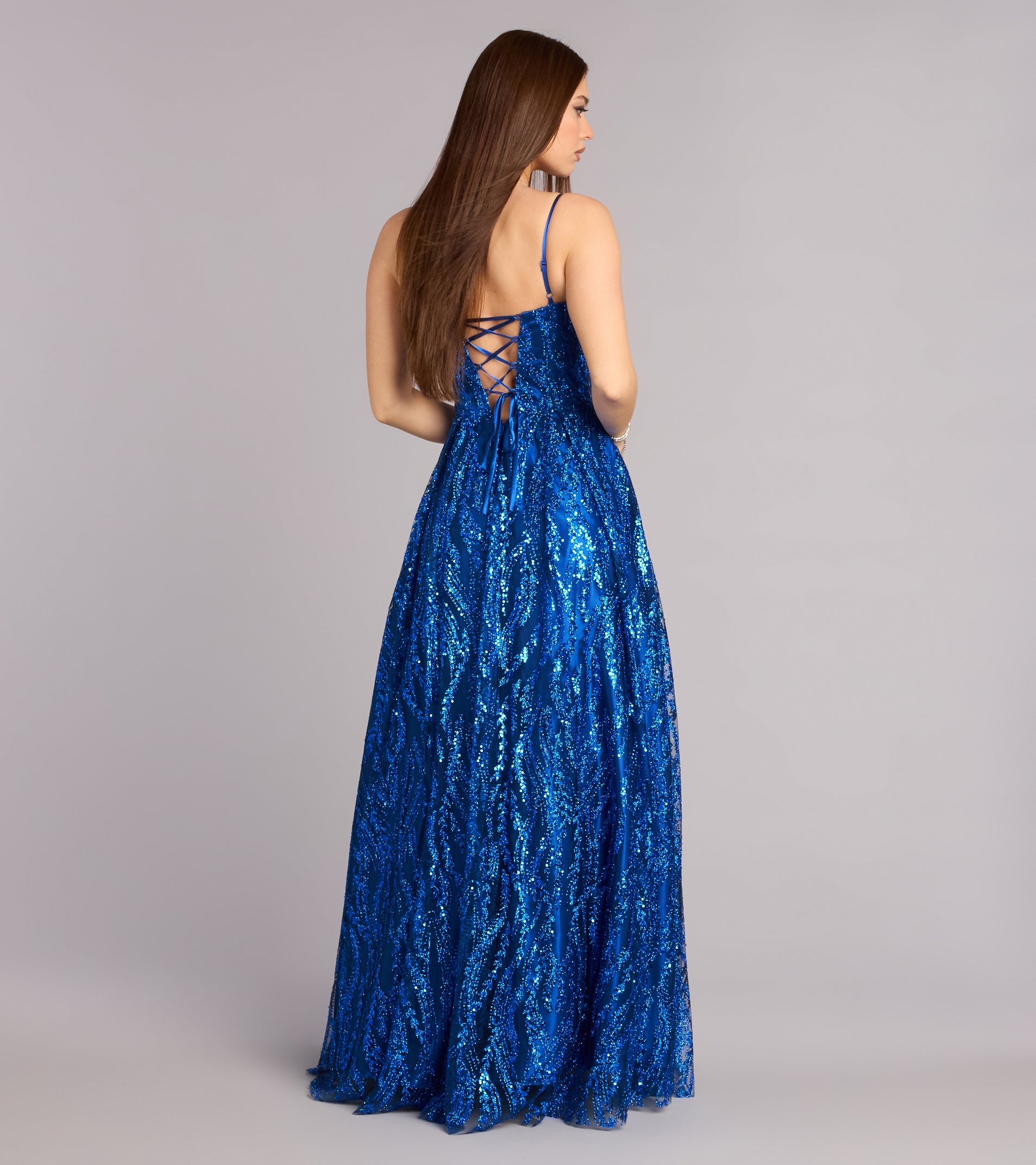 Ivy Glitter Sequin Lace-Up Ball Gown