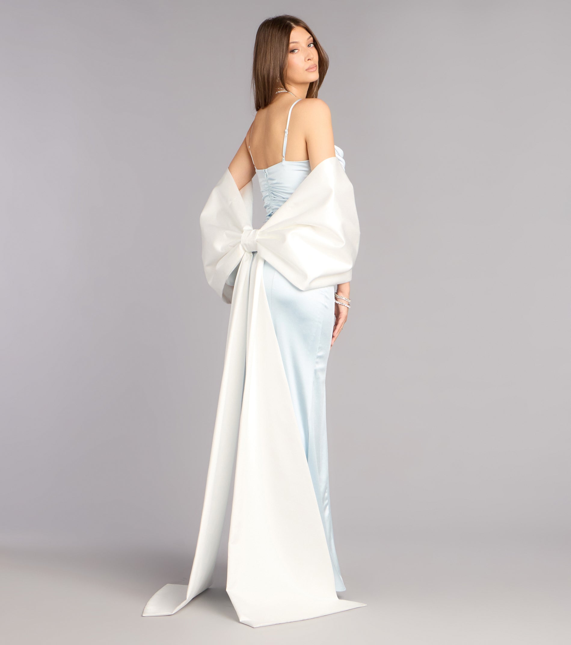 Bow Steals the Show Satin Wrap Shawl