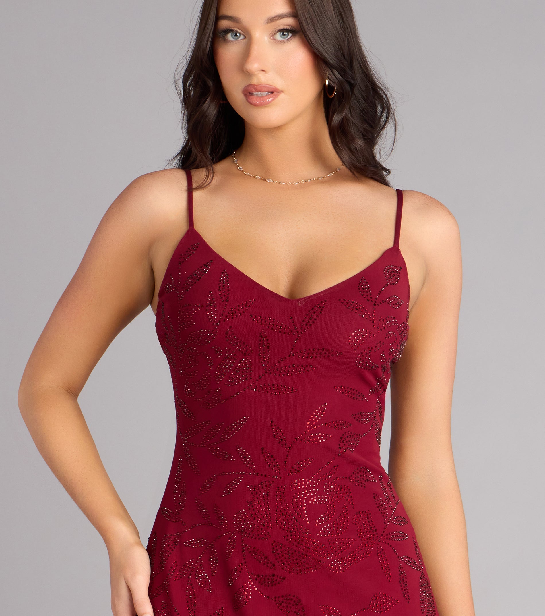 Dance Floor Darling Rhinestone A-Line Mini Dress
