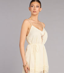 Pretty Plans Chiffon And Lace Skater Dress