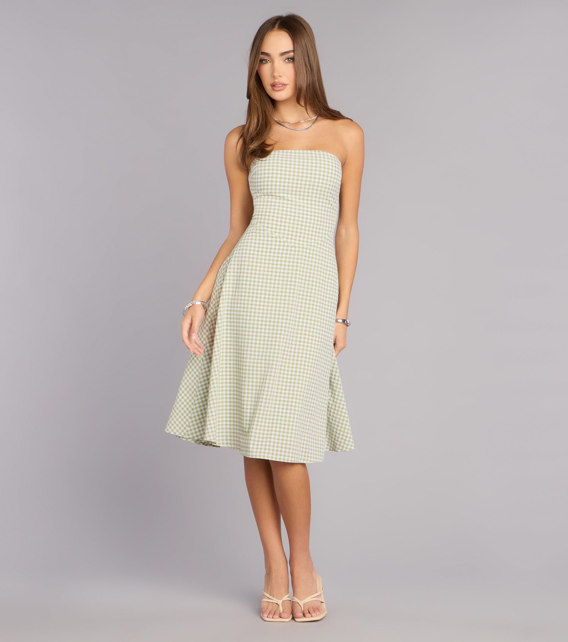 Sunny Day Cutie Gingham Midi Dress