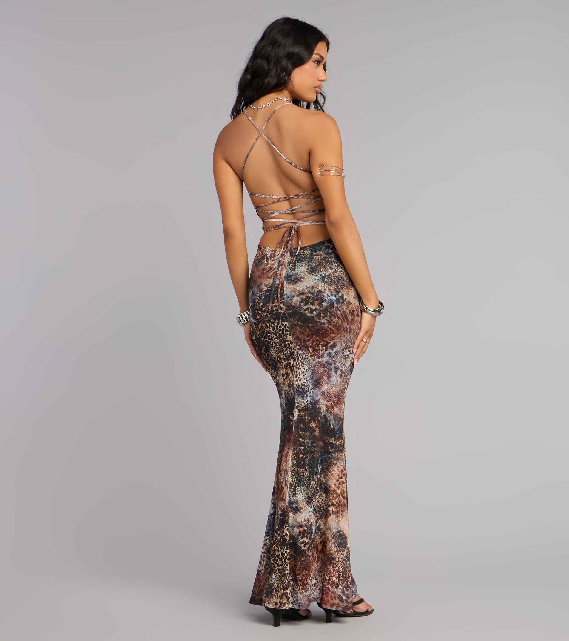 Wild Plans Animal Print Cutout Maxi Dress