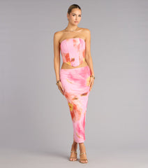 Bloom Babe Abstract Floral Mesh Corset Top