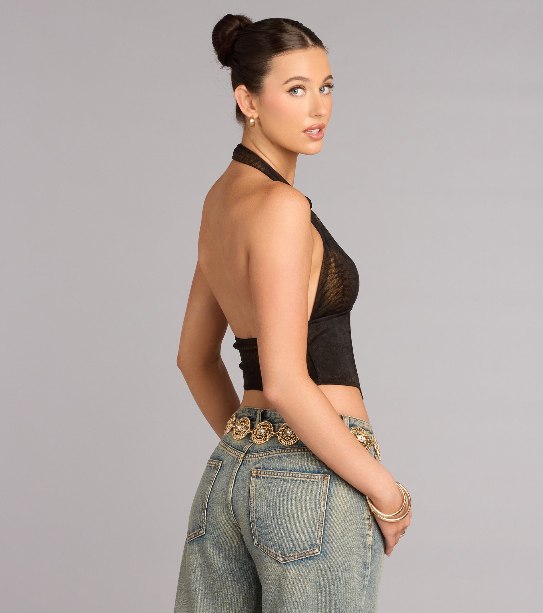 Bold Instinct Animal Print Halter Corset Top
