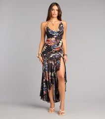 Flirty Vibe Butterfly Print Mesh Halter Top