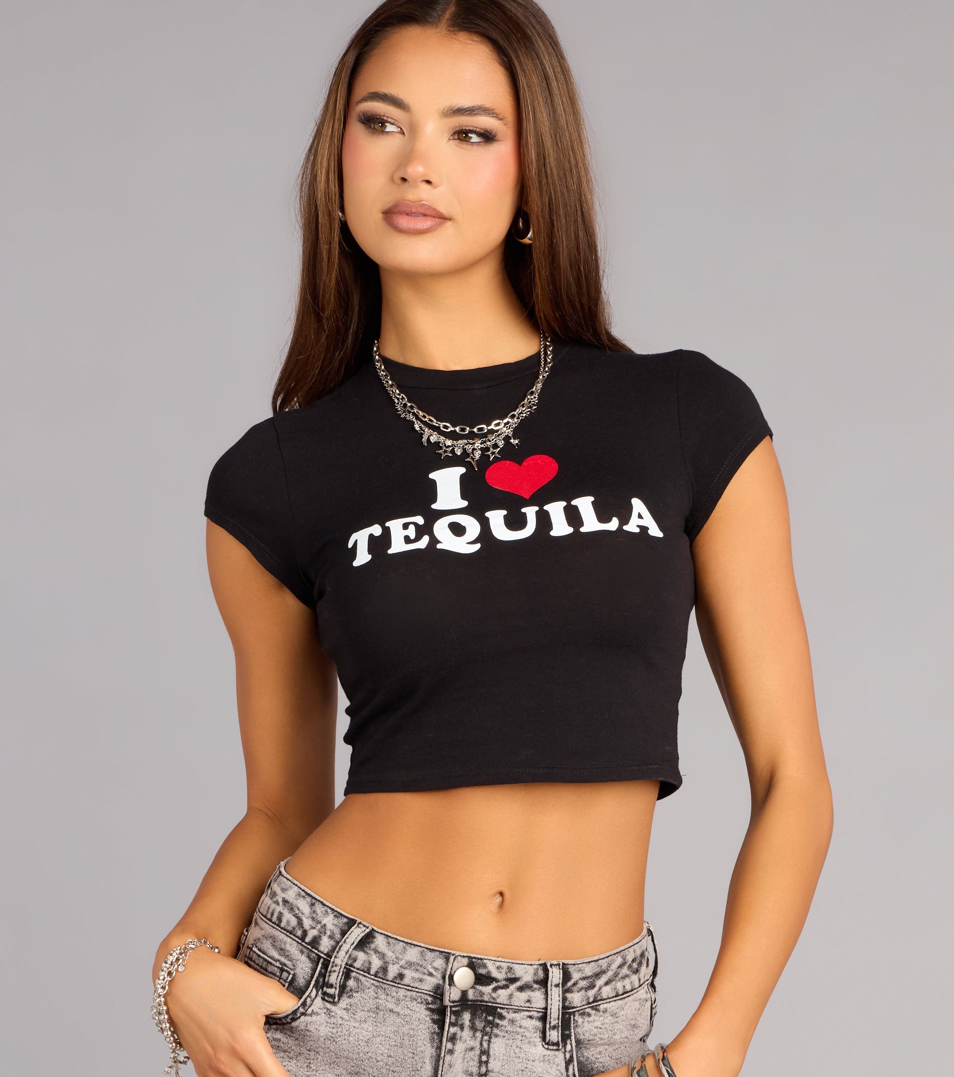 I Love Tequila Cropped Baby Tee