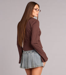 Cool Girl Pinstripe Button Top