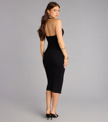 Late Dinner Plans Halter Slit Midi Dress
