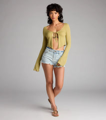 Caught Up Tie Front Knit Top