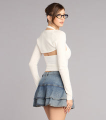 Soft Side Pointelle Sweater Topper