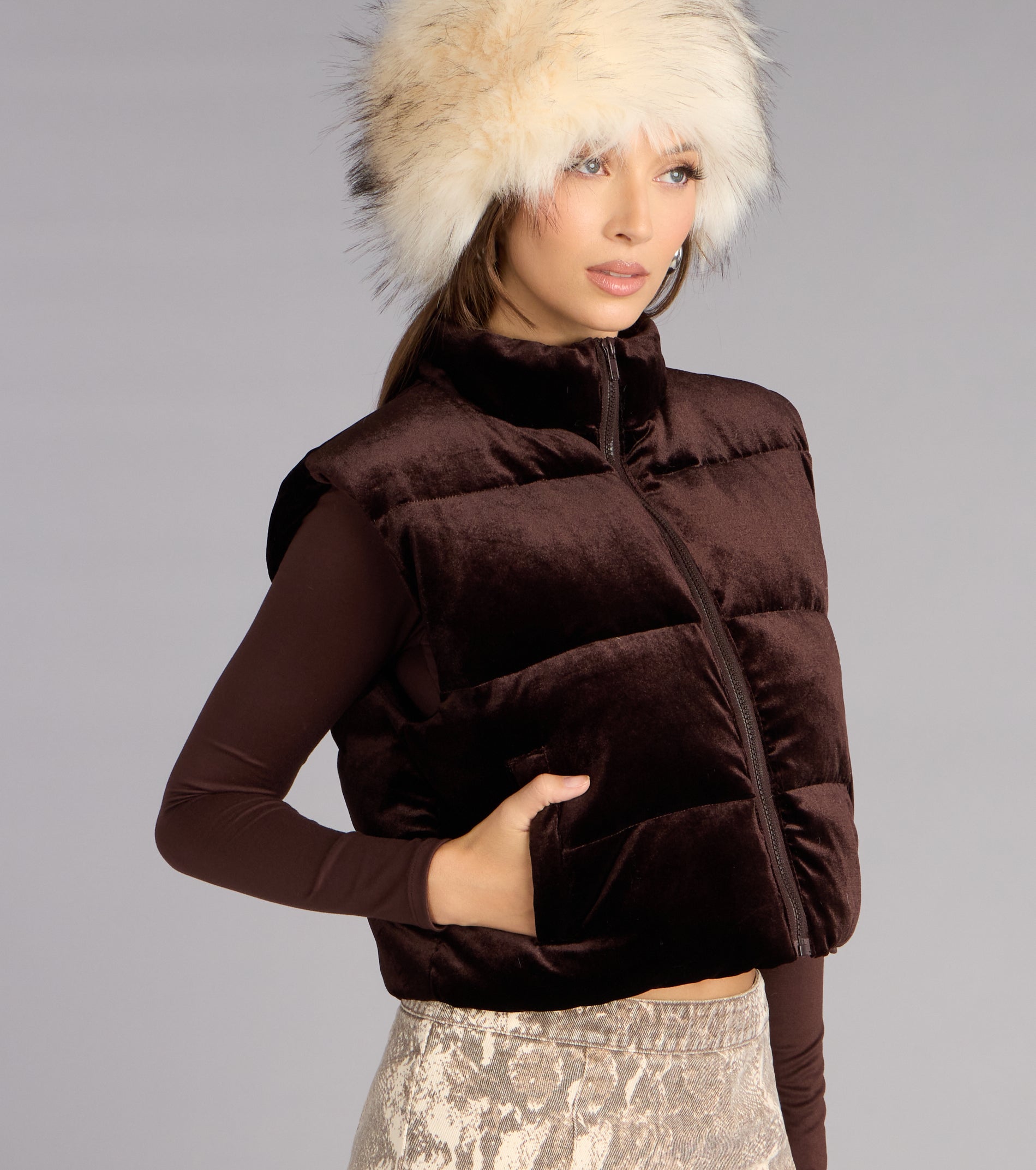 Street Plush Velvet Puffer Vest