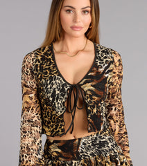 Wild Card Plans Lace Tie-Front Top
