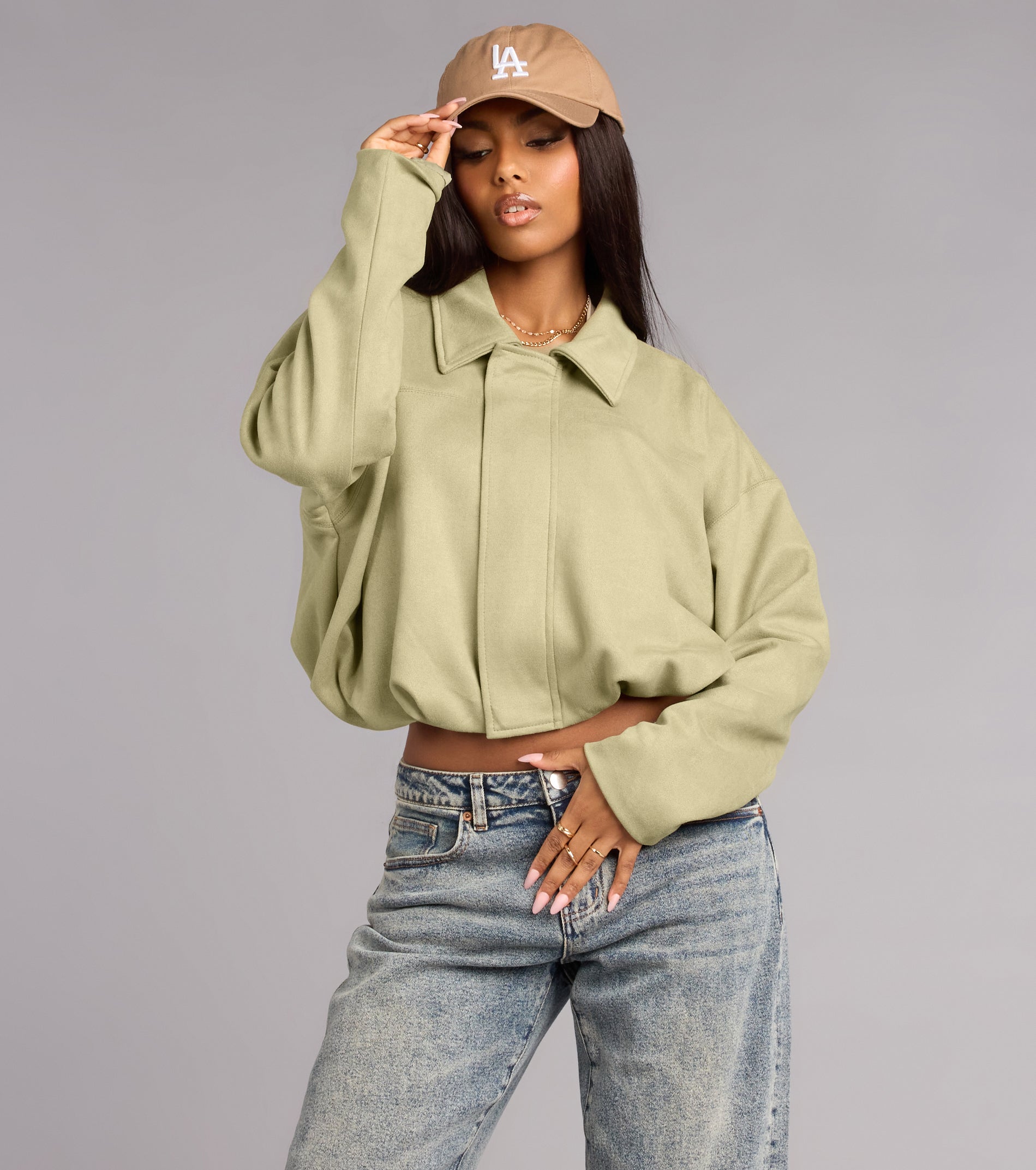 City Crush Faux Suede Bomber Jacket